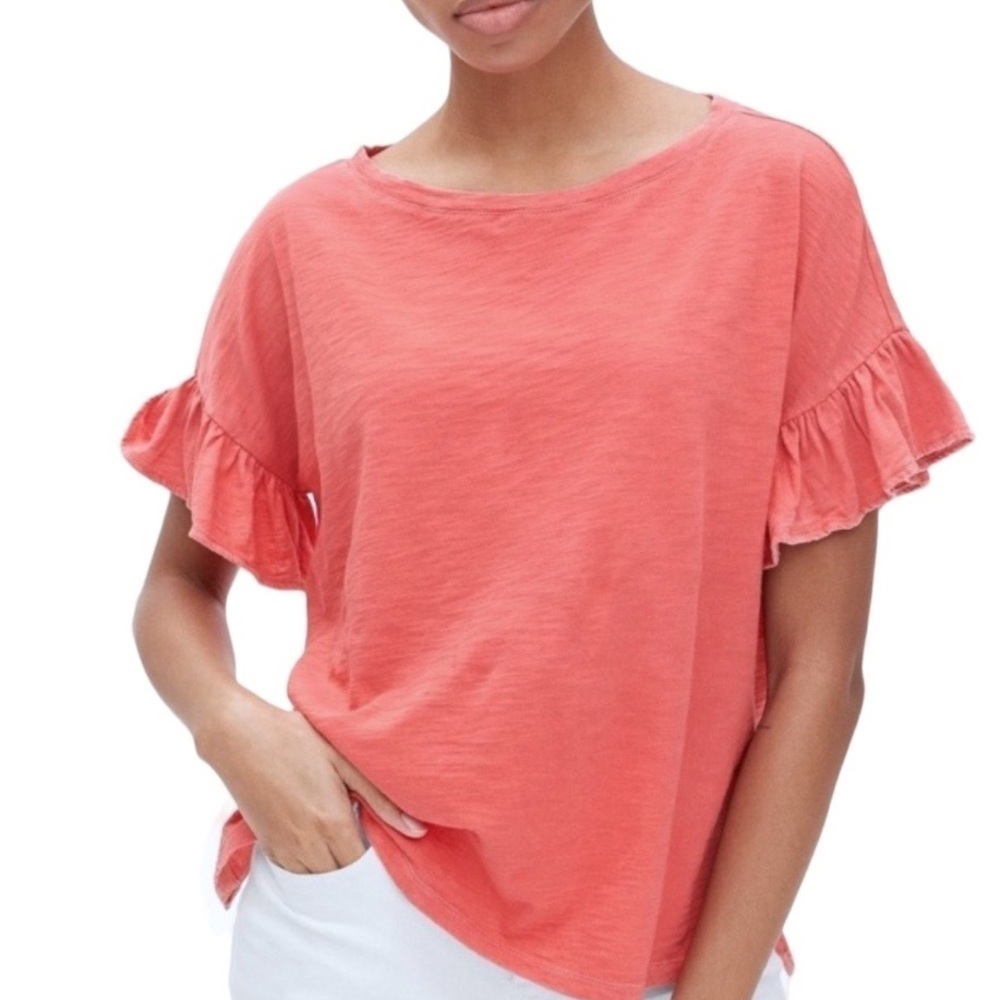 Tori Richard Coral Blouse with Ruffle Sleeves